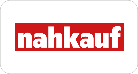 nahkauf Logo in weißer Schrift auf rotem Hintergrund